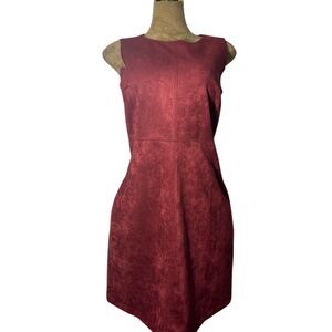 Chico's faux suede sleeveless sheath dress, deep garnet Red, Sz 0 Or S /4​